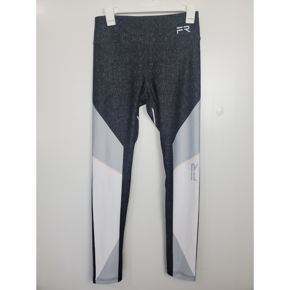 FiBER Gray Silver Strips Columbia Leggings Size LARGE Women's Athletic, Stretch